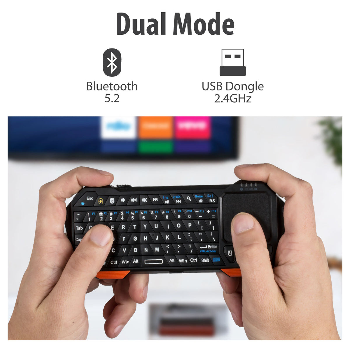 Mini Bluetooth Keyboard with Touchpad – Wireless QWERTY Remote for ...