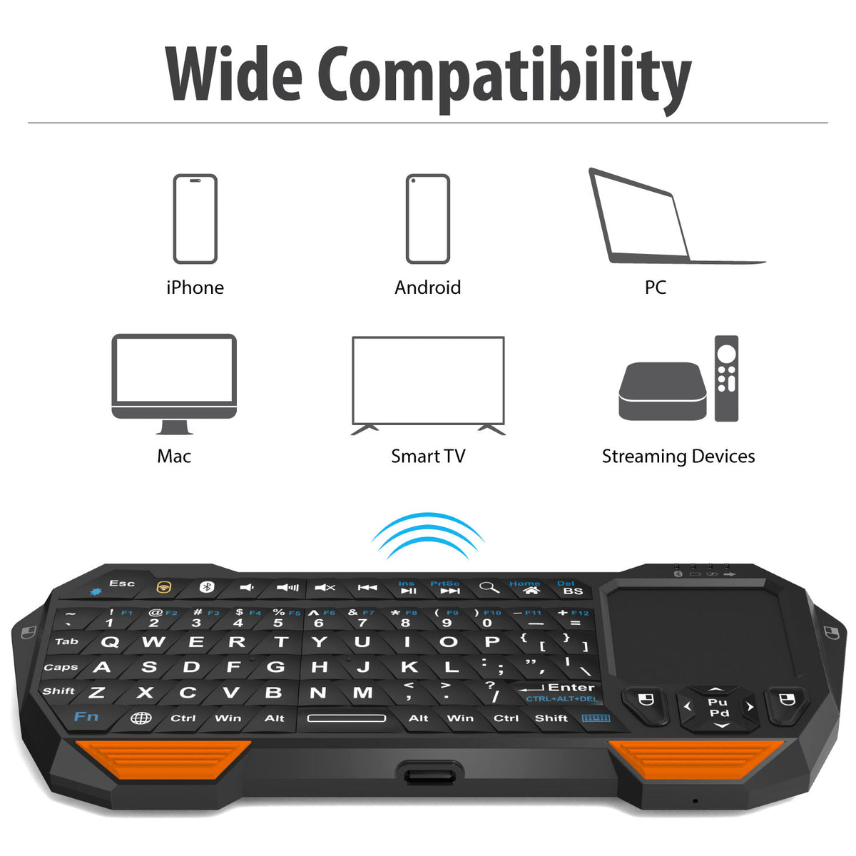Mini Bluetooth Keyboard with Touchpad – Wireless QWERTY Remote for ...