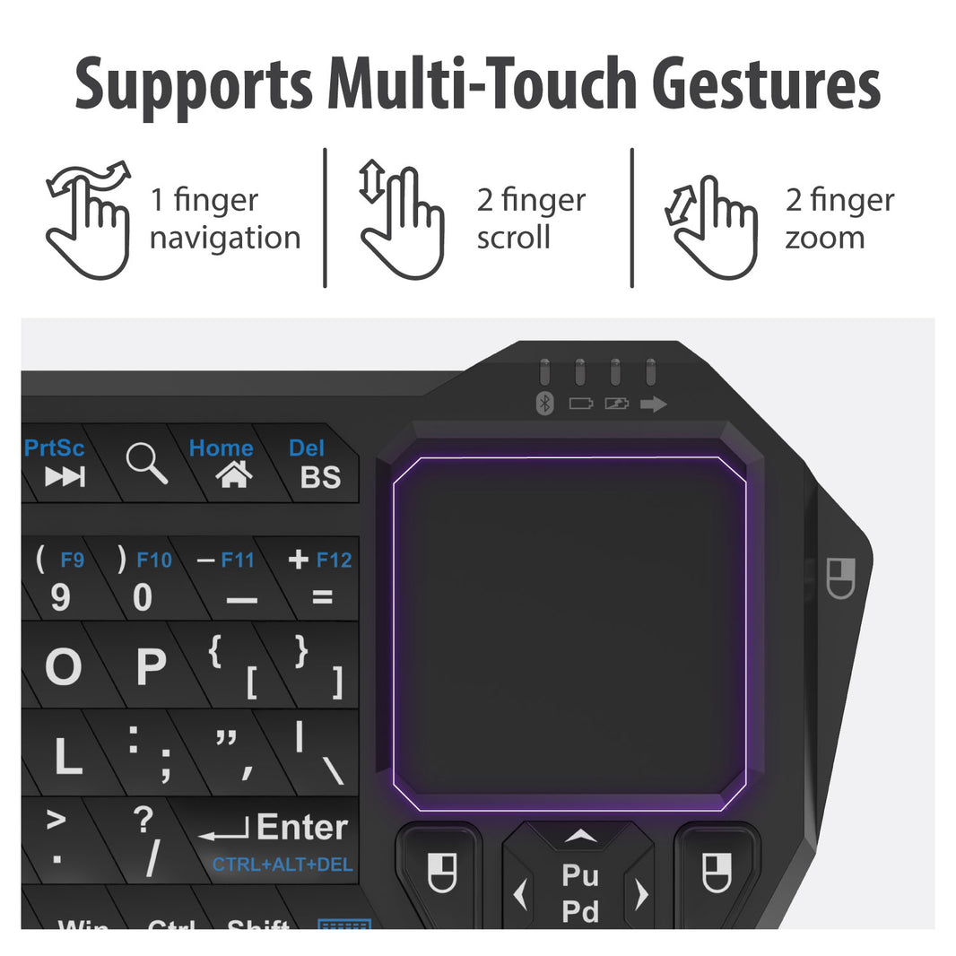 Mini Bluetooth Keyboard with Touchpad – Wireless QWERTY Remote for ...
