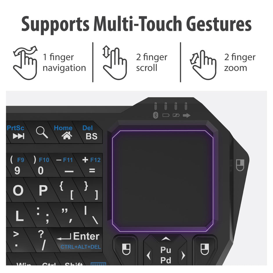 Mini Bluetooth Keyboard with Touchpad – Wireless QWERTY Remote for ...