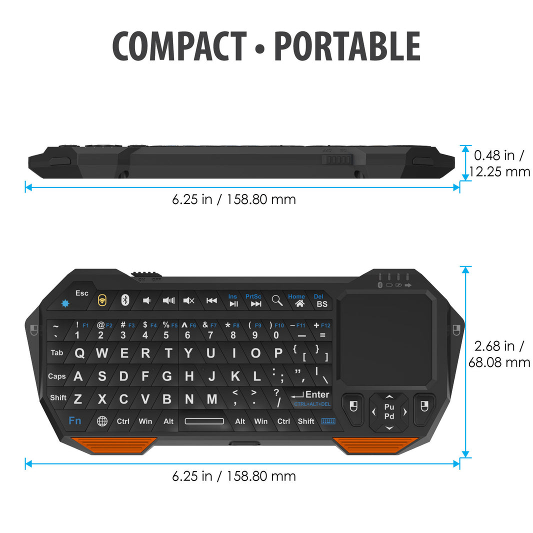 Mini Bluetooth Keyboard with Touchpad – Wireless QWERTY Remote for ...