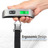 Fosmon Digital Luggage Scale, LCD Display Backlight Temperature Baggage Scale w/ 110lbs Capacity, Portable Stainless Steel Hanging Luggage Weight Scale w/ Tare Function for Travelers - Silver