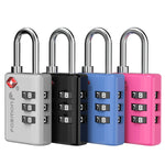 Fosmon TSA Approved Locks for Luggage. Suitcase Locks with Open Alert Indicator, 3 Digit Combination Padlock with Alloy Body for Travel, Backpack Zipper Anti Theft, Locker, Gym, Gun Case, Tent- 4 Pack