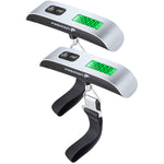 Fosmon Digital Luggage Scale, LCD Display Backlight Temperature Baggage Scale w/ 110lbs Capacity, Portable Stainless Steel Hanging Luggage Weight Scale w/ Tare Function for Travelers - Silver
