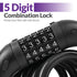 Fosmon Bike Lock Cable (6 Feet), Heavy Duty 5-Digit Self Coiling Resettable Combination Code, Bicycle Chain Flexible Steel Security Cable Lock with Bike Mount Holder - Black