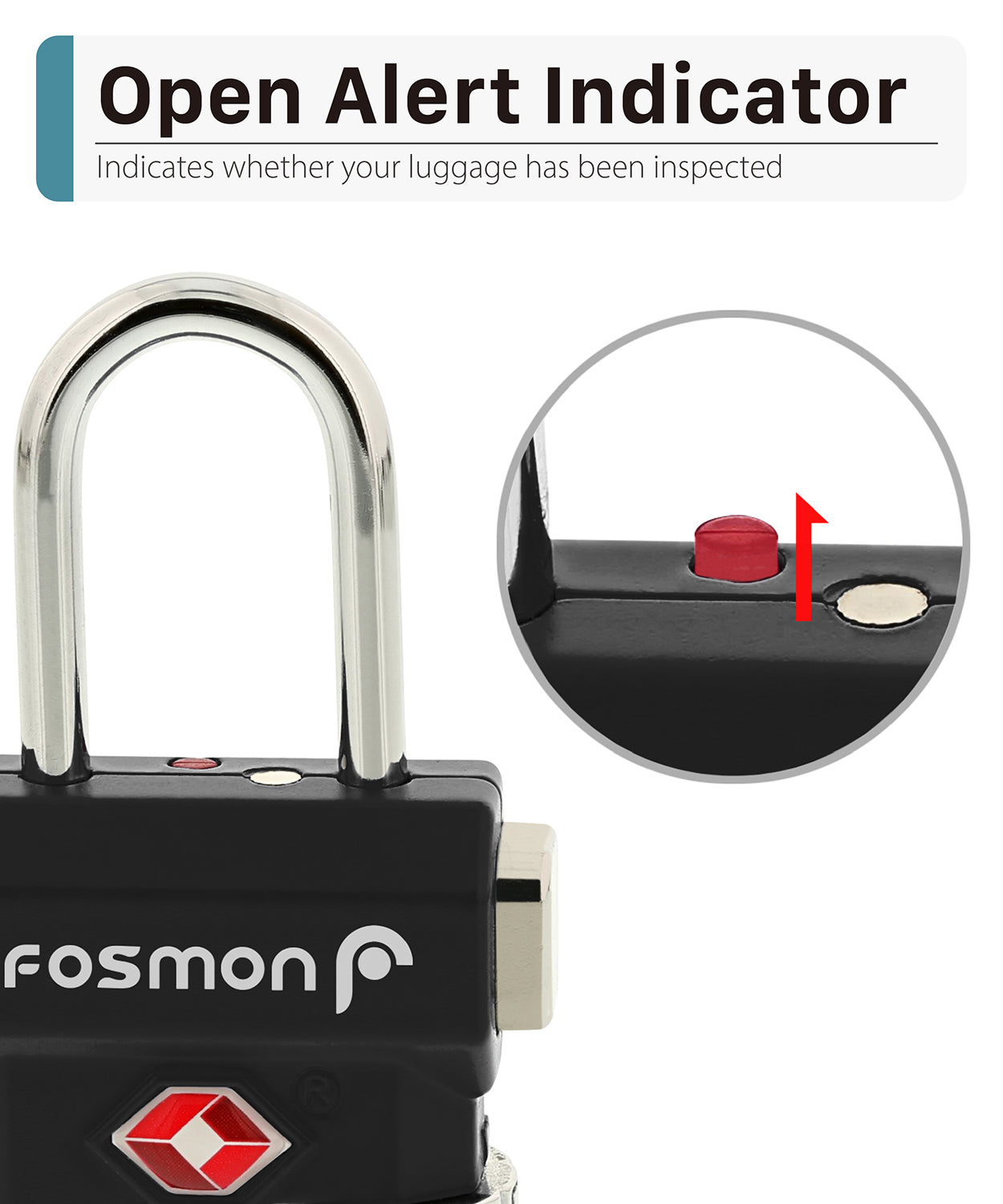 Lock With Alert TSA-Approved 3-Digit Combination Lock with Open Alert Indicator ...