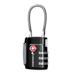 TSA Accepted 3 Digit Combination Cable Luggage Lock - Black