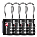 TSA Accepted 3 Digit Combination Cable Luggage Lock - Black