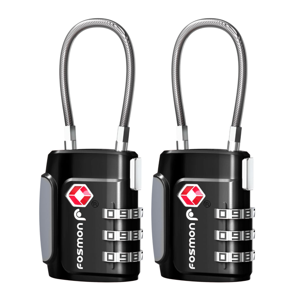 TSA Approved 3 Digit Combination Cable Luggage Lock - Black