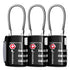 TSA Approved 3 Digit Combination Cable Luggage Lock - Black