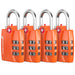 Fosmon TSA Accepted Luggage Locks (Orange - 4 Packs), Open Alert Indicator 3 Digit Combination Padlock Codes for Travel Bag, Suit Case, Lockers