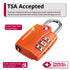 Open Alert Indicator TSA Accepted 3 Digit Combination Luggage Lock - Orange