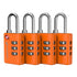 Fosmon TSA Accepted Luggage Locks (Orange - 4 Packs), Open Alert Indicator 3 Digit Combination Padlock Codes for Travel Bag, Suit Case, Lockers