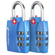 Fosmon TSA Approved Locks for Luggage. Suitcase Locks with Open Alert Indicator, 3 Digit Combination Padlock with Alloy Body for Travel, Backpack Zipper Anti Theft, Locker, Gym, Gun Case- Blue 2 Pack