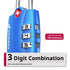 Open Alert Indicator TSA Accepted 3 Digit Combination Luggage Lock - Blue