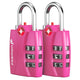 Fosmon TSA Approved Pink Locks for Luggage. Cute Locker Suitcase Lock with Open Alert Indicator, 3 Digit Combination Padlock with Alloy Body for Travel, Backpack Zipper Anti Theft, Gym, Women- 2 Pack