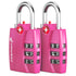 Open Alert Indicator TSA Accepted 3 Digit Combination Luggage Lock - Pink