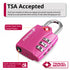 Open Alert Indicator TSA Accepted 3 Digit Combination Luggage Lock - Pink