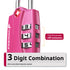Open Alert Indicator TSA Accepted 3 Digit Combination Luggage Lock - Pink