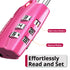 Open Alert Indicator TSA Accepted 3 Digit Combination Luggage Lock - Pink