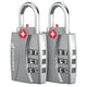 Fosmon TSA Approved Locks for Luggage. Suitcase Locks with Open Alert Indicator, 3 Digit Combination Padlock with Alloy Body for Travel, Backpack Zipper Anti Theft, Locker, Gym- Silver 2 Pack