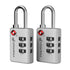 Fosmon TSA Approved Locks for Luggage. Suitcase Locks with Open Alert Indicator, 3 Digit Combination Padlock with Alloy Body for Travel, Backpack Zipper Anti Theft, Locker, Gym- Silver 2 Pack