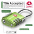 TSA Accepted 3 Digit Combination Cable Luggage Lock - Green