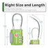 TSA Accepted 3 Digit Combination Cable Luggage Lock - Green