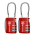 TSA Accepted 3 Digit Combination Cable Luggage Lock - Red