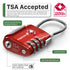 TSA Accepted 3 Digit Combination Cable Luggage Lock - Red