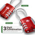 Fosmon TSA Approved Cable Locks for Luggage, Suitcase Locks with Push Release Button, 3 Digit Long Shackle Combo Wire Locks for Backpack, Gym Locker