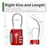 TSA Accepted 3 Digit Combination Cable Luggage Lock - Red
