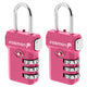 Fosmon TSA Approved Pink Locks for Luggage, Cute Suitcase Lock with Push Release Button for Extra Security, 3 Digit Combination Padlock for Travel, Backpack Zipper Anti Theft, Gym Locker, Women