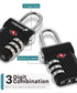 Open Alert Indicator TSA Accepted 3 Digit Combination Luggage Lock - Black