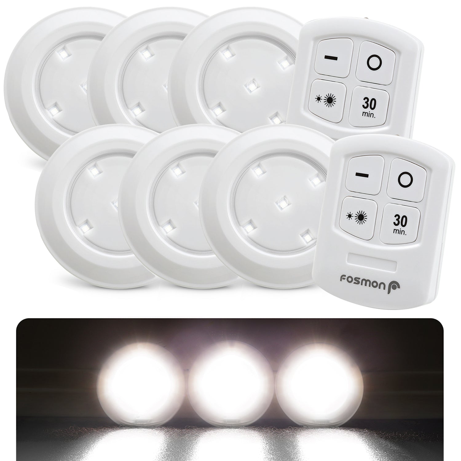Wireless LED Puck Light with Remote Control (Battery Powered) - White