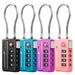 Fosmon Luggage Locks TSA Approved for Luggage & Suitcase, Mini Cable Locks Long Wire Padlock with 4 Combinations and Easy Reset Switch for Travel, Gym Locker, Gun Case, Backpack Zipper - 4 Pack