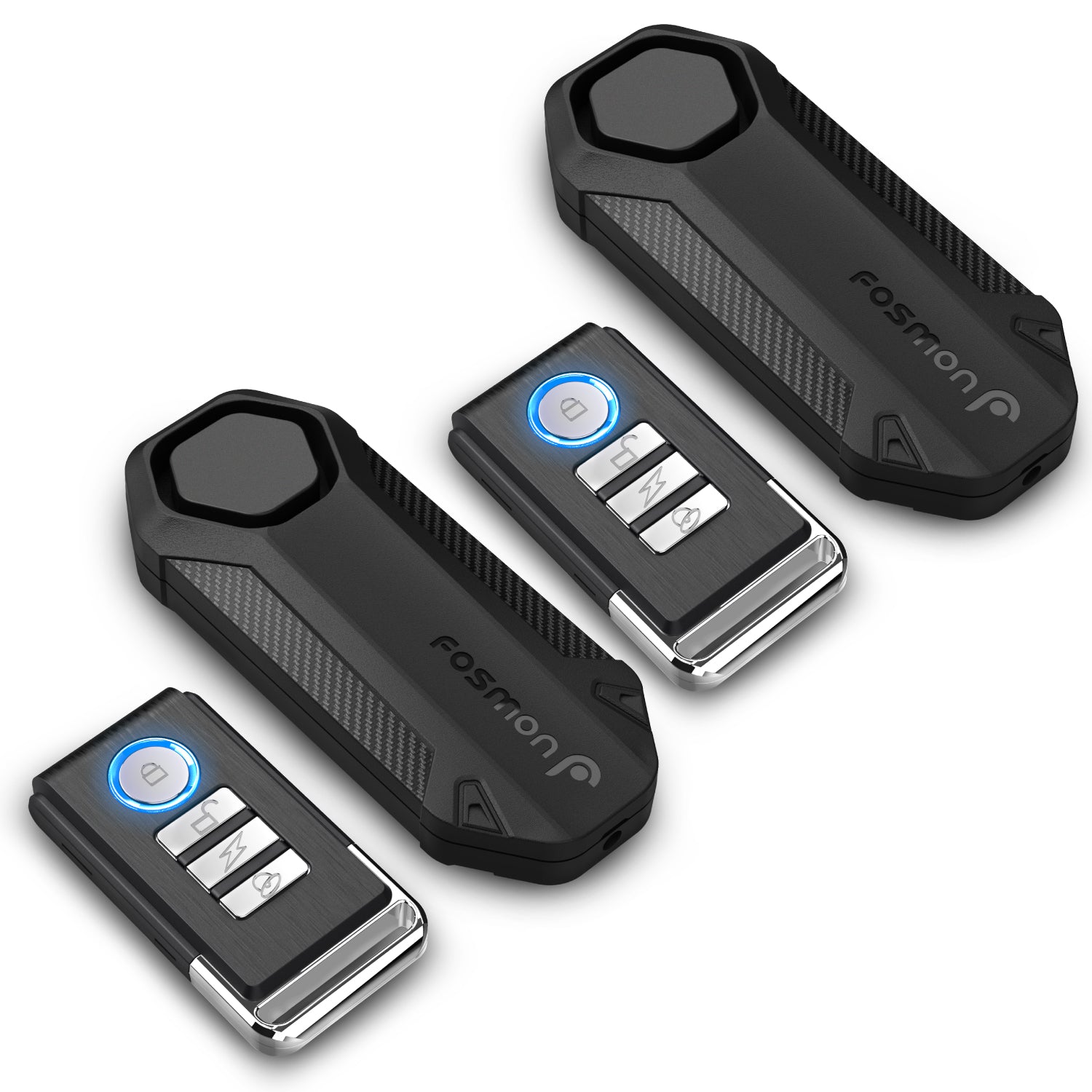 Fosmon 113dB Waterproof Wireless Anti-Theft Vibration Alarm with Remote Control - Black - 2 Pack