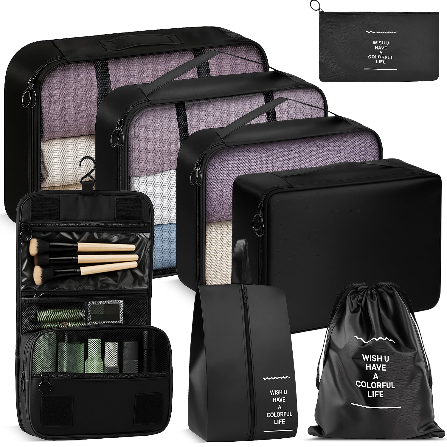 8-Piece Complete Travel Luggage Organizer Set