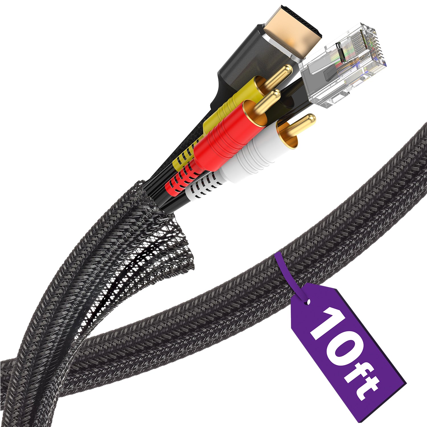 Expandable Braided Cable Sleeve for Cables - 10ft