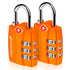 Open Alert Indicator TSA Accepted 3 Digit Combination Luggage Lock - Orange