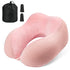 Fosmon Neck Pillow for Travel Pillow, Memory Foam Travel Neck Pillow for Plane Car, Foldable Airplane Pillow with Washable Cover & Ear Plugs, Pink