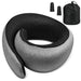 Fosmon Neck Pillow for Travel Pillow, Memory Foam Travel Neck Pillow for Plane Car, 360° Support Airplane Pillow with Washable Cover & Ear Plugs, Gray