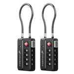 Fosmon TSA Accepted 4-Digit Combination Cable Luggage Lock, Zinc Alloy & Steel - Black