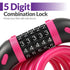 Fosmon Bike Lock Cable (4 Feet), Heavy Duty 5-Digit Self Coiling Resettable Combination Code, Bicycle Chain Flexible Steel Security Cable Lock with Bike Mount Holder