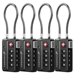Fosmon TSA Accepted 4-Digit Combination Cable Luggage Lock, Zinc Alloy & Steel - Black