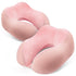 Fosmon Neck Pillow for Travel Pillow, Memory Foam Travel Neck Pillow for Plane Car, Foldable Airplane Pillow with Washable Cover & Ear Plugs, Pink