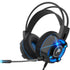 Gaming 3.5mm+USB LED Stereo Headset with Microphone Black w/ Blue LED