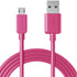 VIVID 2.1v Micro USB Round Sync and Charge Cable 6 feet / 72 inches - Hot Pink