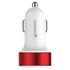 Dual USB Car Charger - White Charger / Red Frame