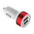 Dual USB Car Charger - White Charger / Red Frame
